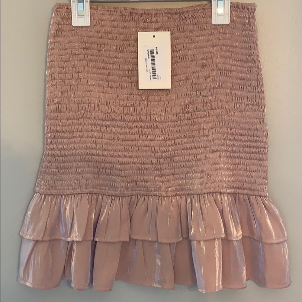 Metallic Salmon Ruffle Skirt